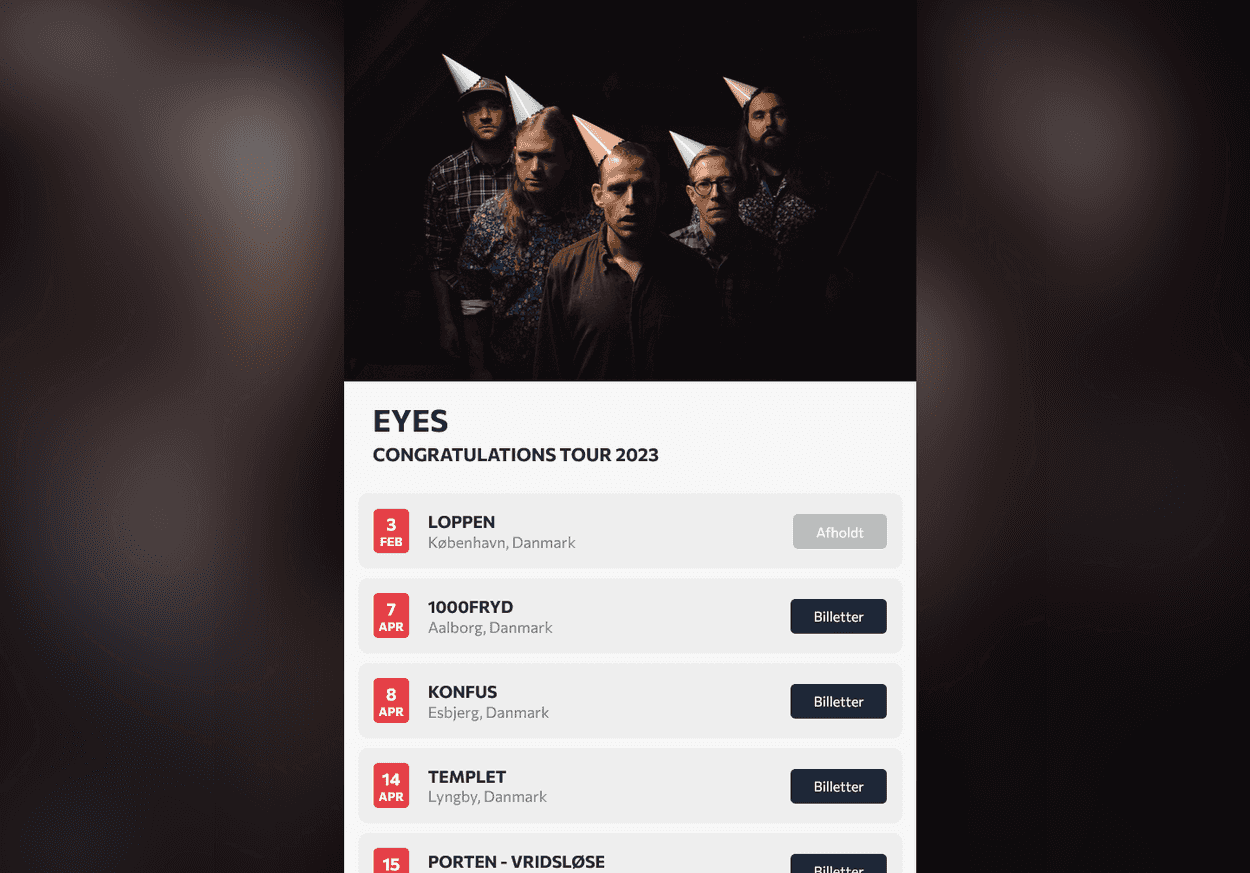 Bullet Booking Artist Calendar